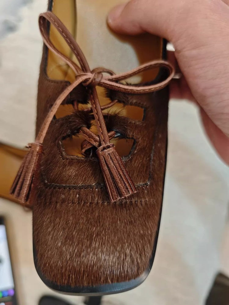 Retro Square Toe Bow Heels