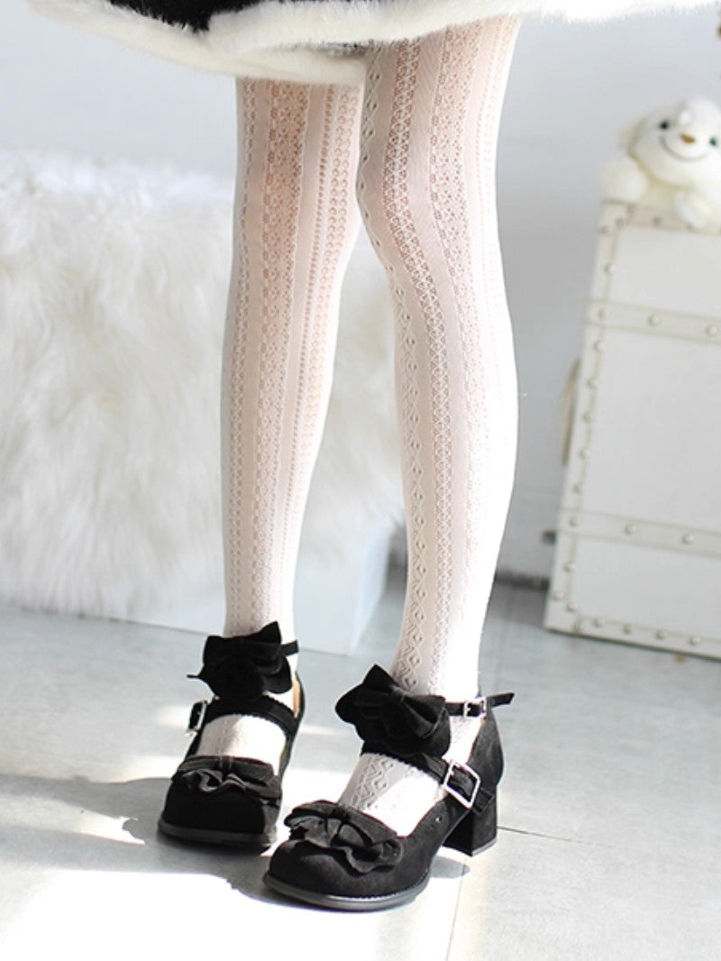 Cute Bow Mid-Heel Leather Shoes