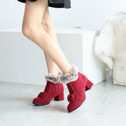 Fleece-Lined Suede Short Boots
