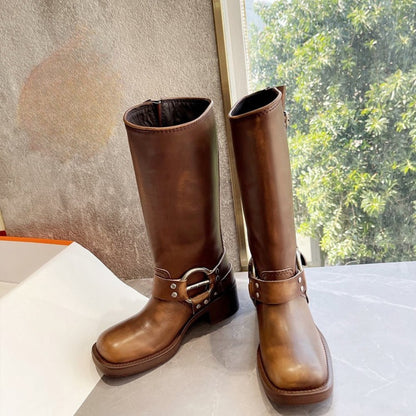 Vintage Buckle Riding Boots