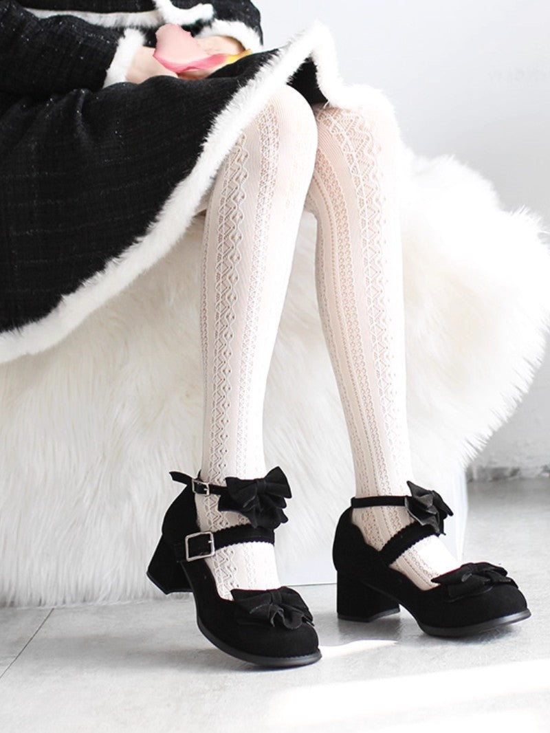 Cute Bow Mid-Heel Leather Shoes