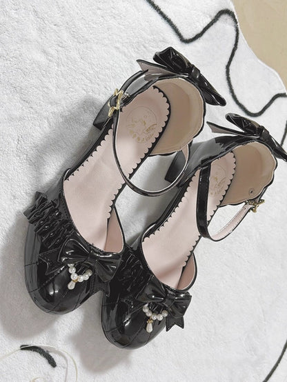 Pearl Bow Round-Toe Lolita Heels