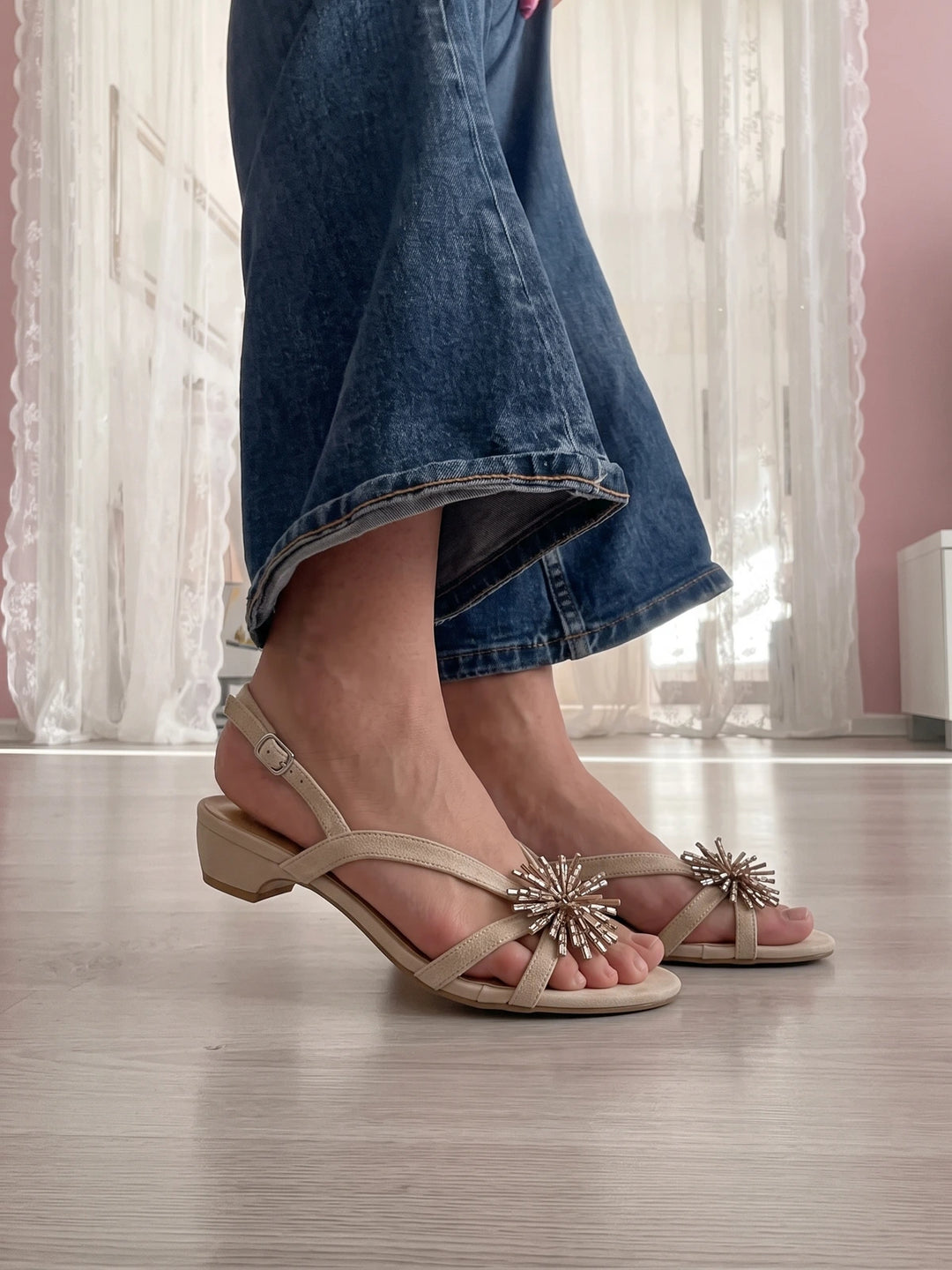 Solaine Crystal Firework Slingback Sandals