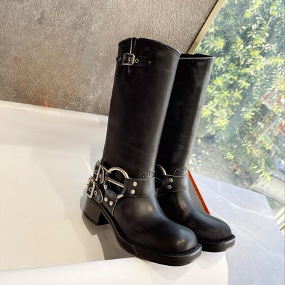 Vintage Buckle Riding Boots