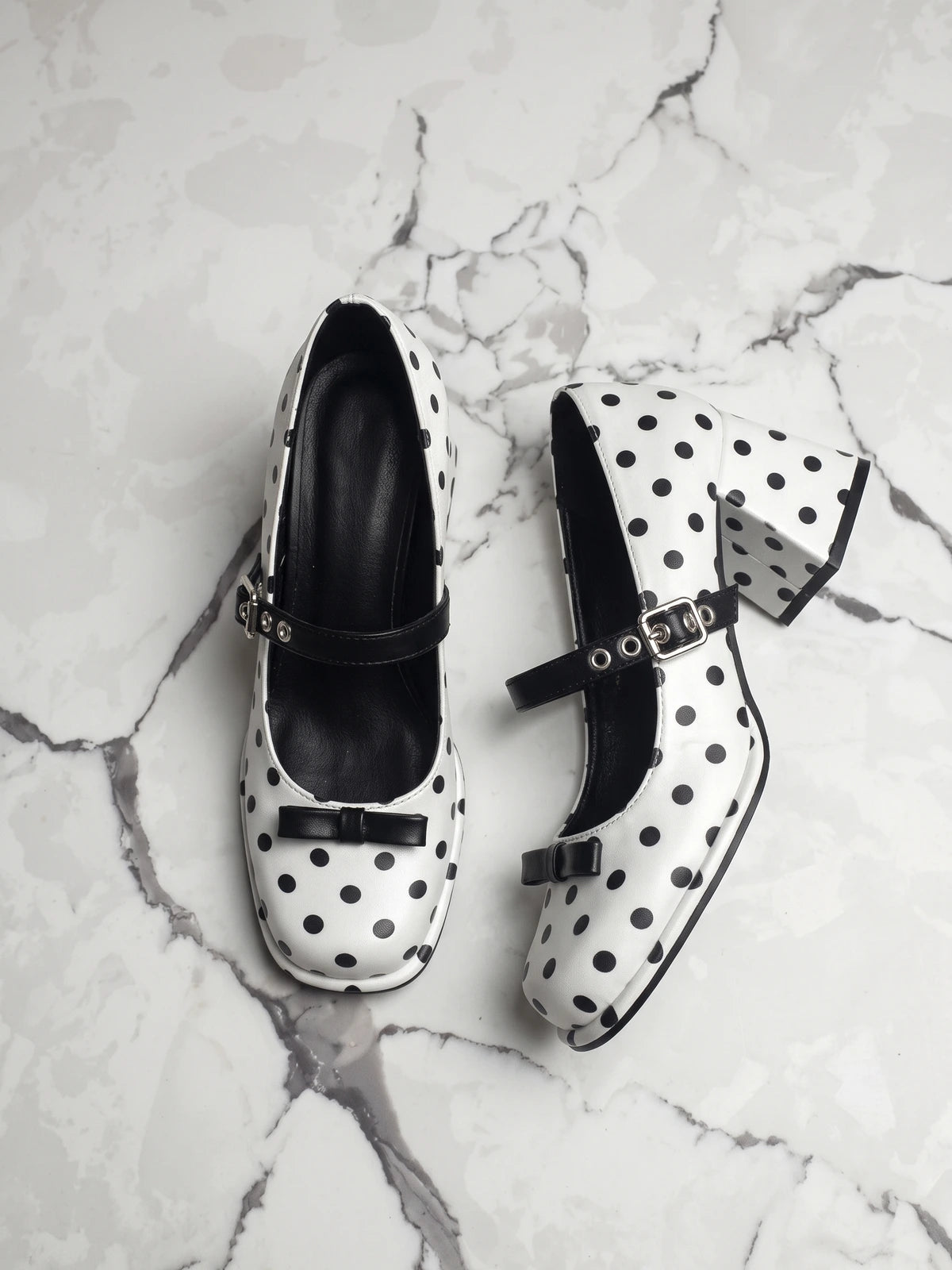 Zibeline Polka Dot Bow Mary Jane Heels