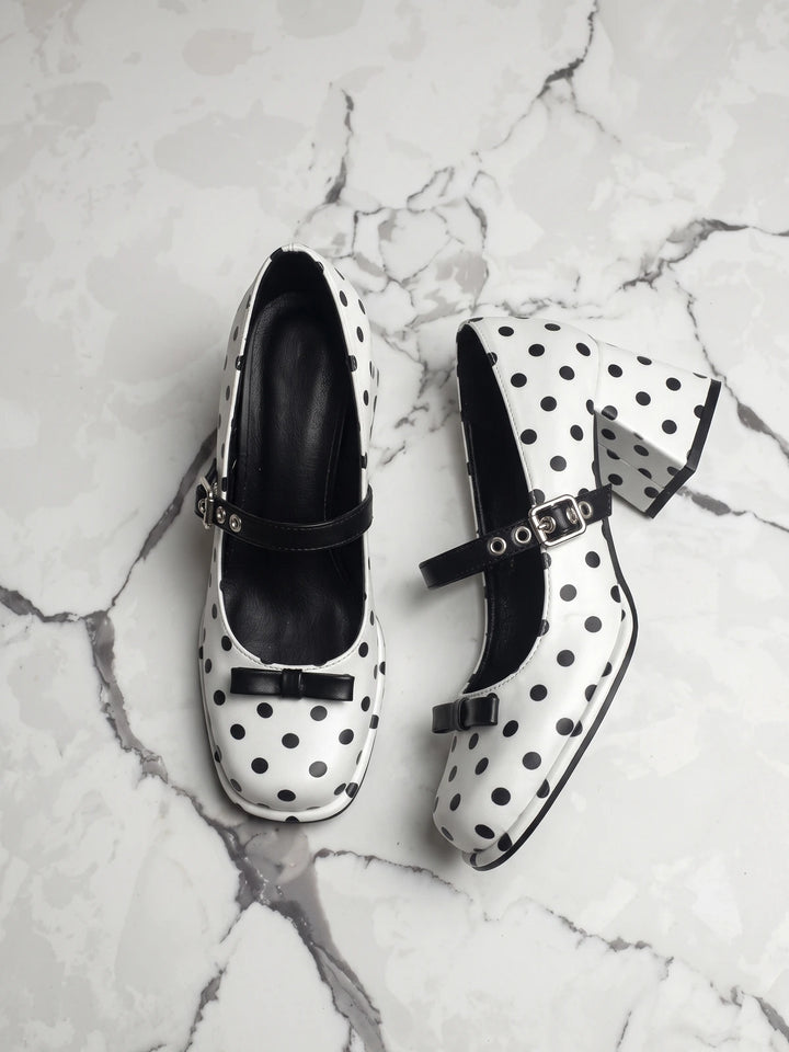 Zibeline Polka Dot Bow Mary Jane Heels
