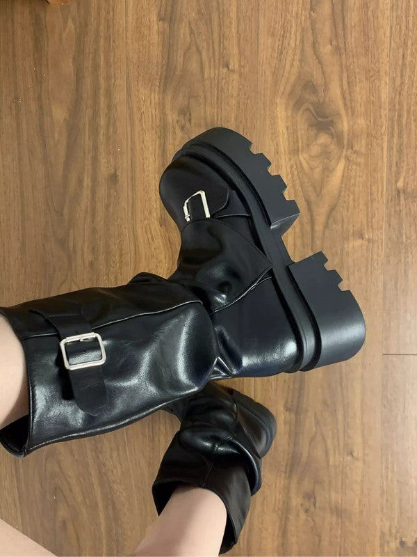 Retro Platform Mid-Calf Martin Boots