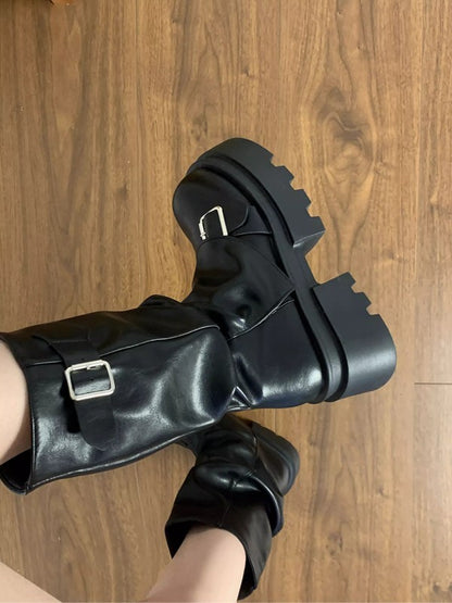 Retro Platform Mid-Calf Martin Boots