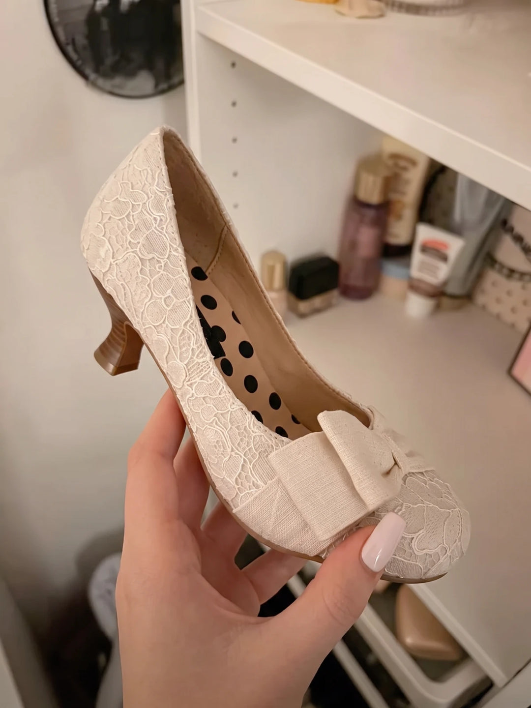 Mignettelle Floral Lace Bow Heels
