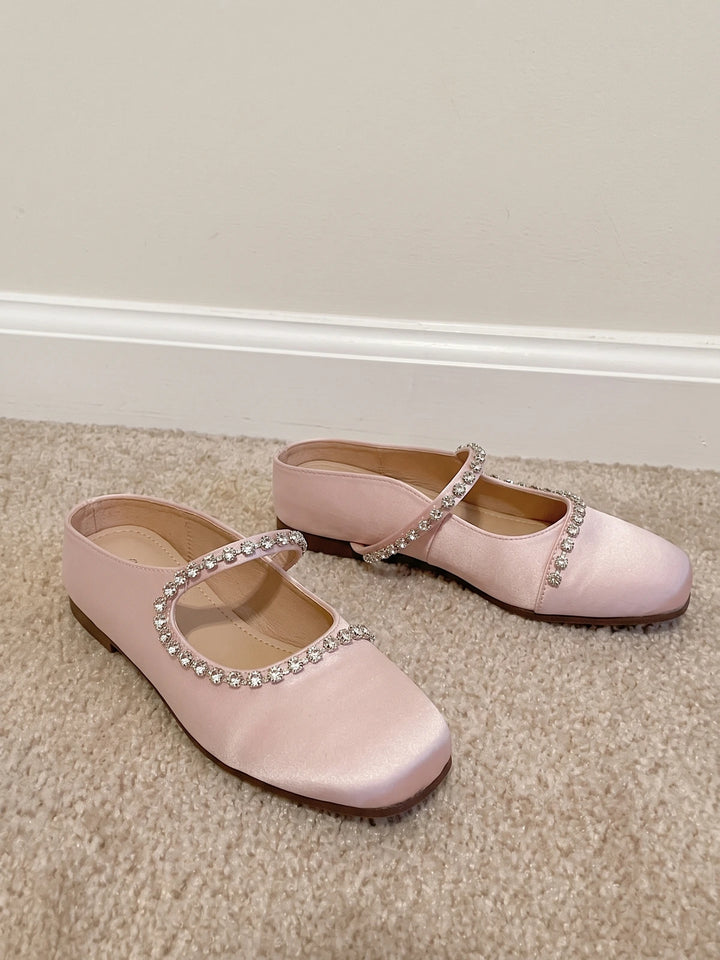 Faustina Rhinestone Satin Mules