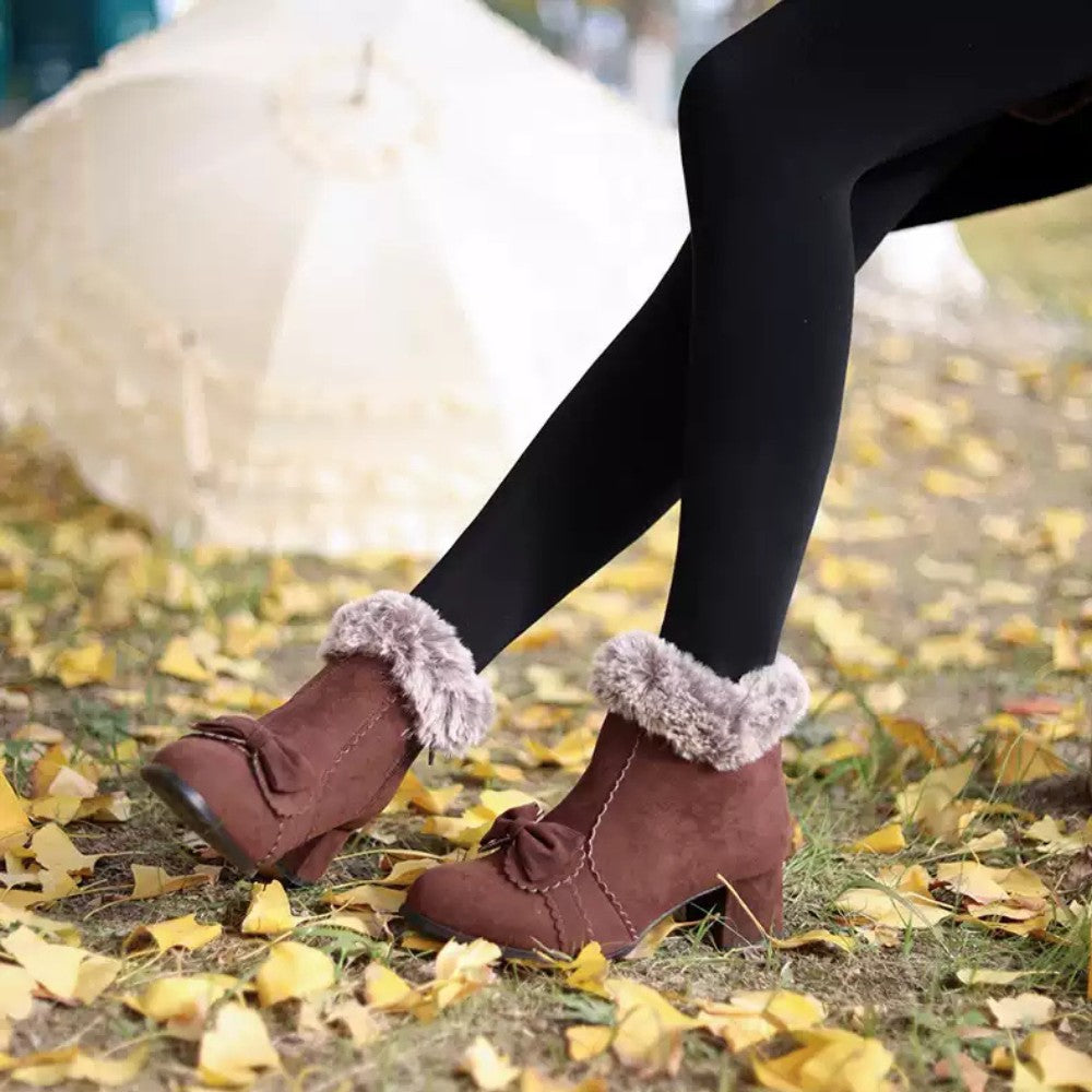Fleece-Lined Suede Short Boots