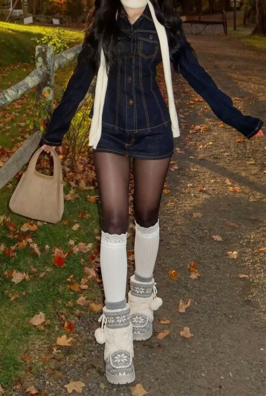 Fair Isle Fleece Winter Snow Boots