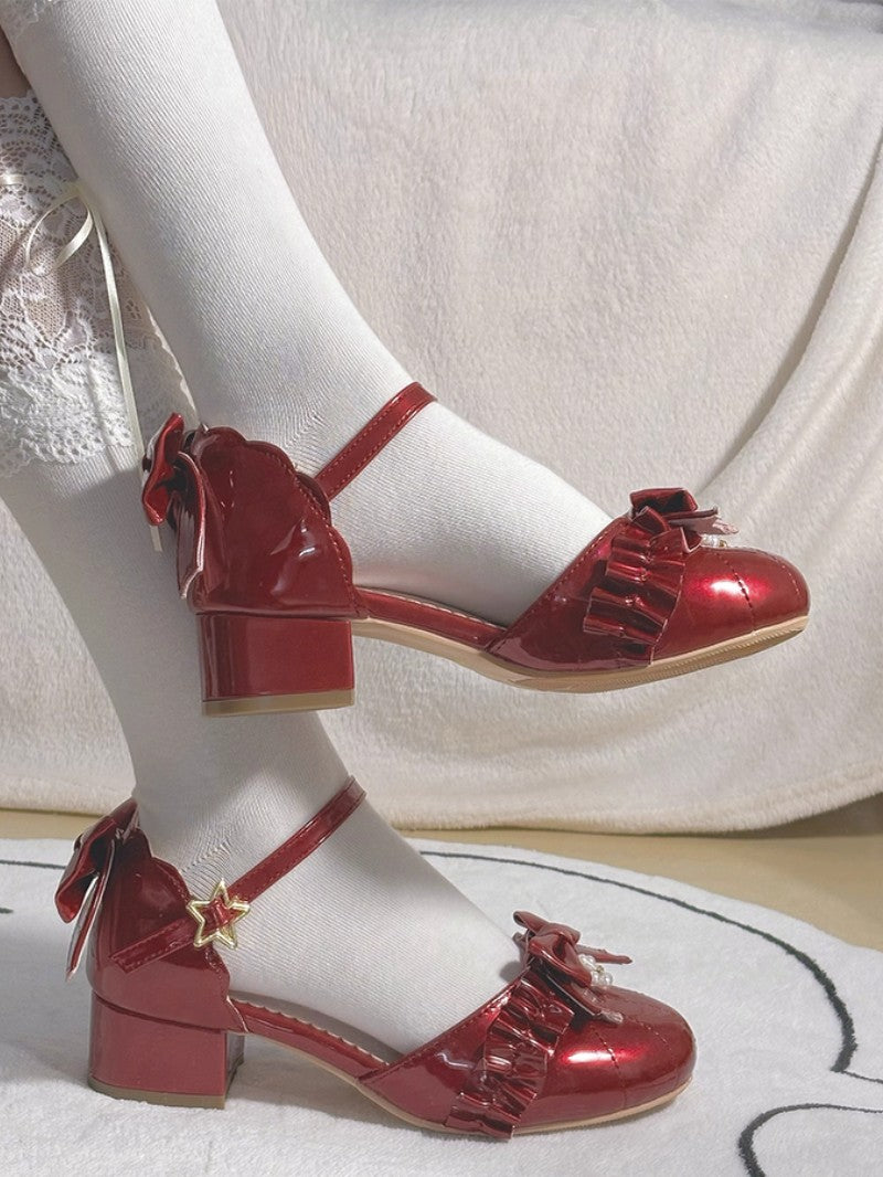Pearl Bow Round-Toe Lolita Heels