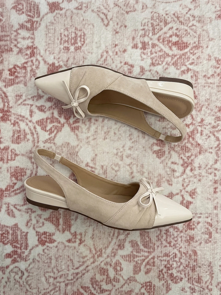 Hyacinthe Suede Patent Slingback Flats
