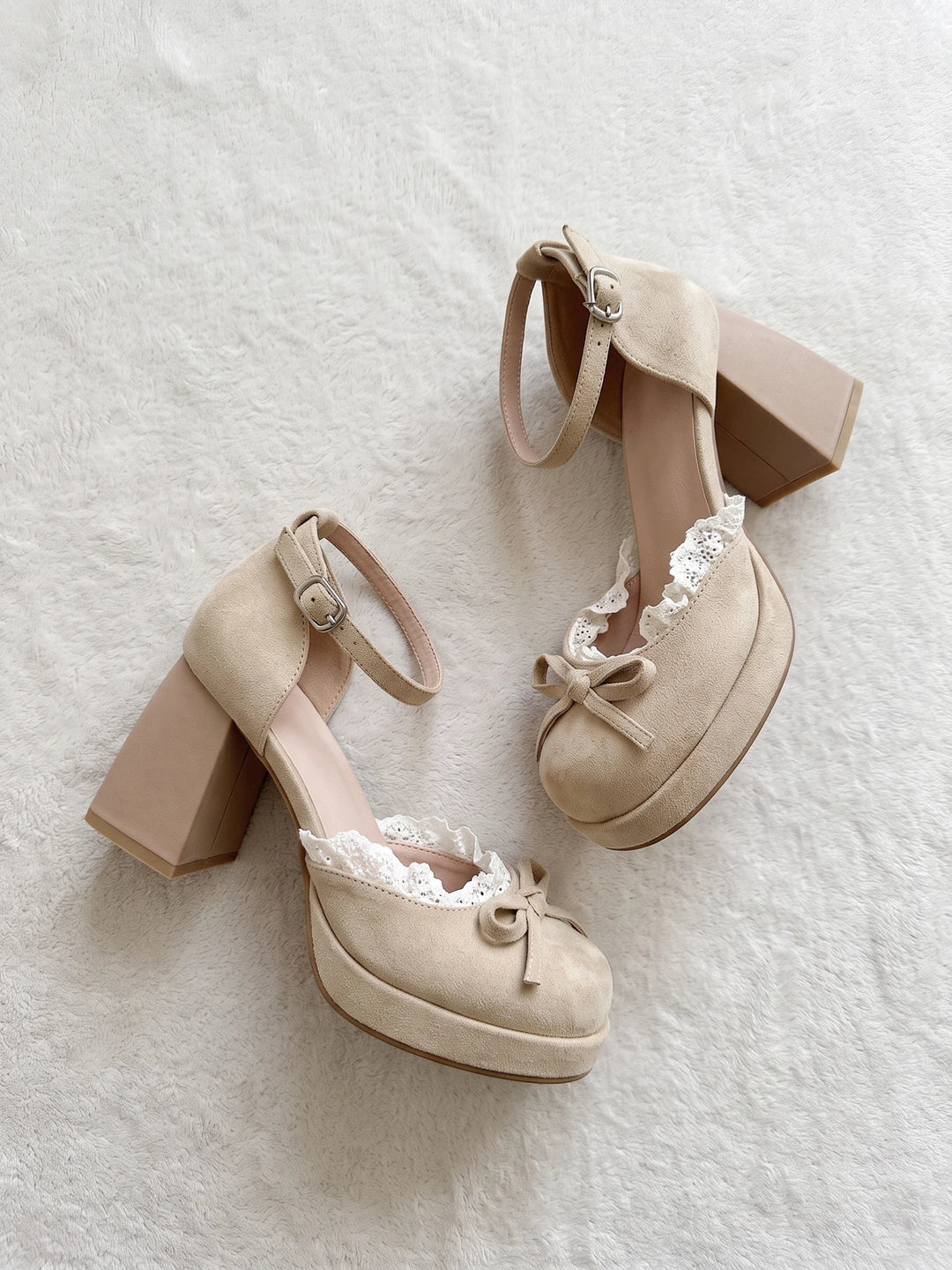 Fleurianne Lace Bow Mary Jane Heels