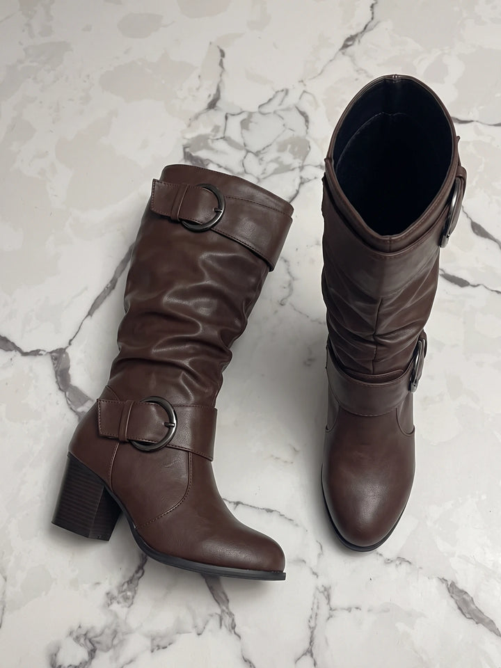 Valerienne Buckle Slouch Knee Boots