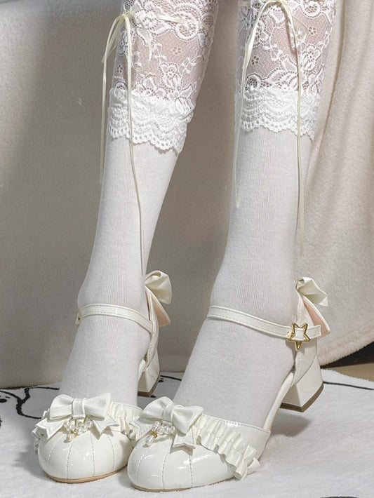 Pearl Bow Round-Toe Lolita Heels
