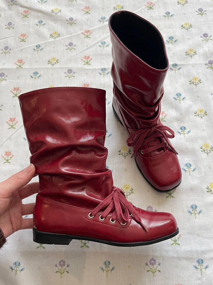 Margonne Red Patent Slouchy Boots