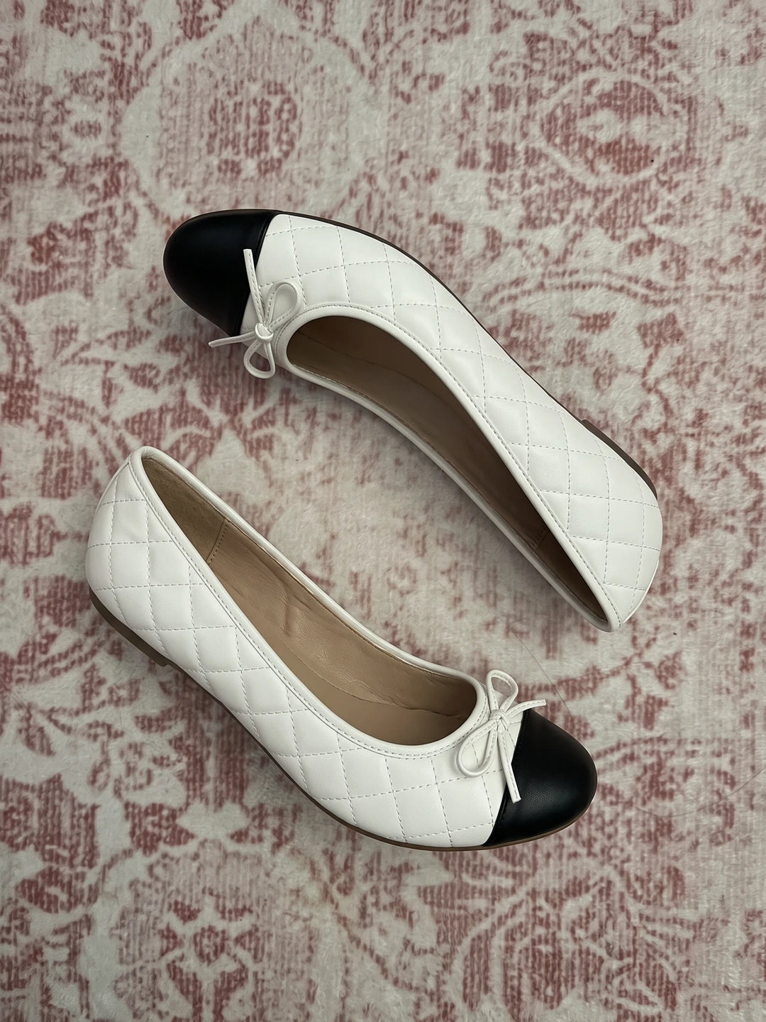 Micheline Quilted Cap-Toe Ballet Flats