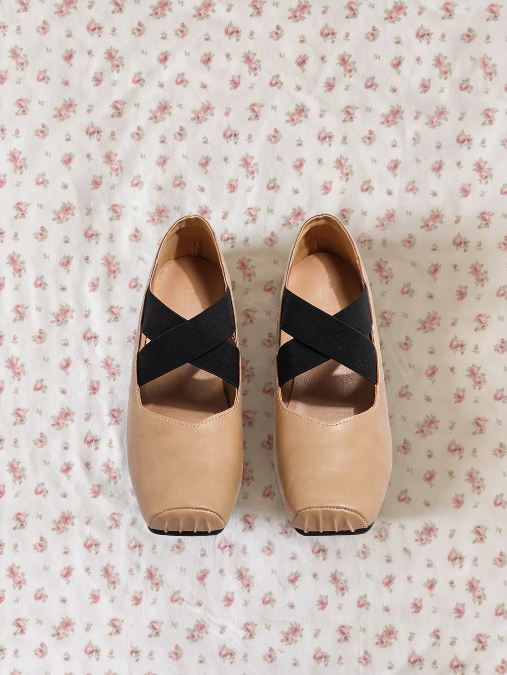 Odile Leather Square Toe Ballet Flats