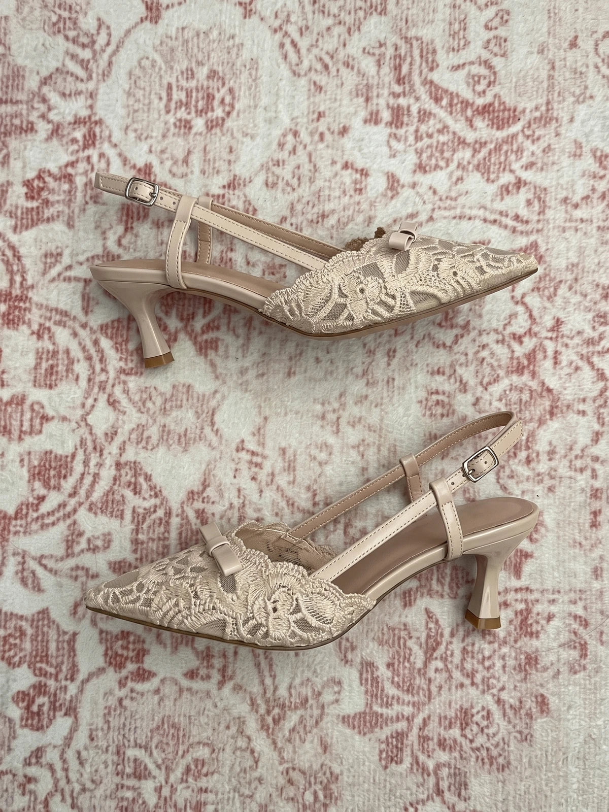 Evette Floral Lace Slingback Heels