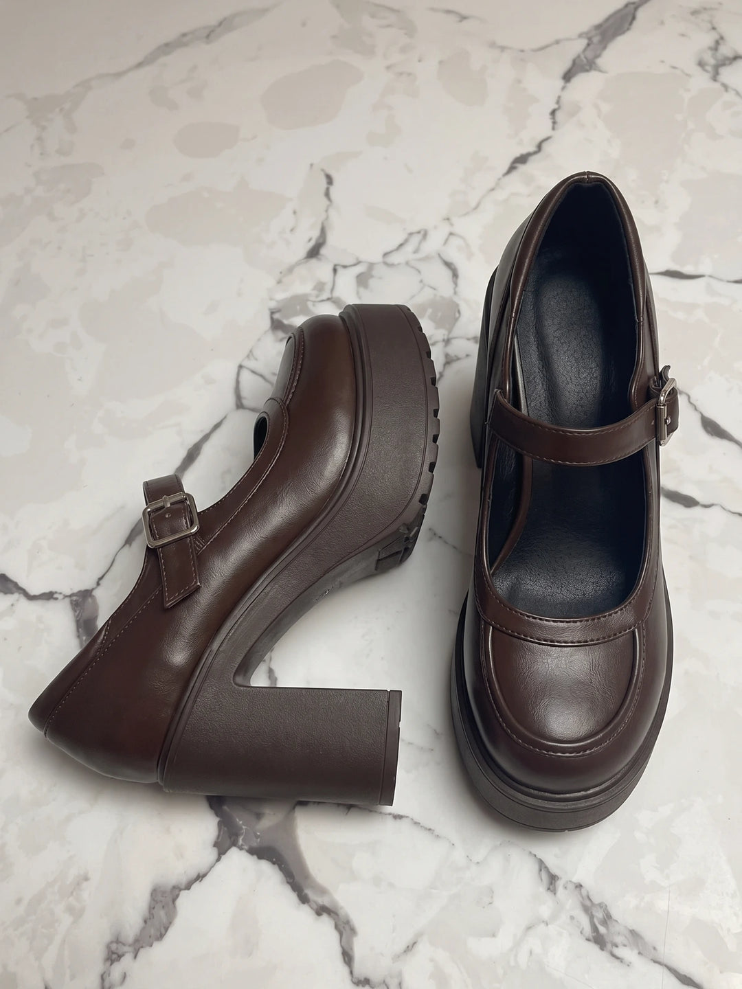Marichelle Dark Brown Platform Mary Janes