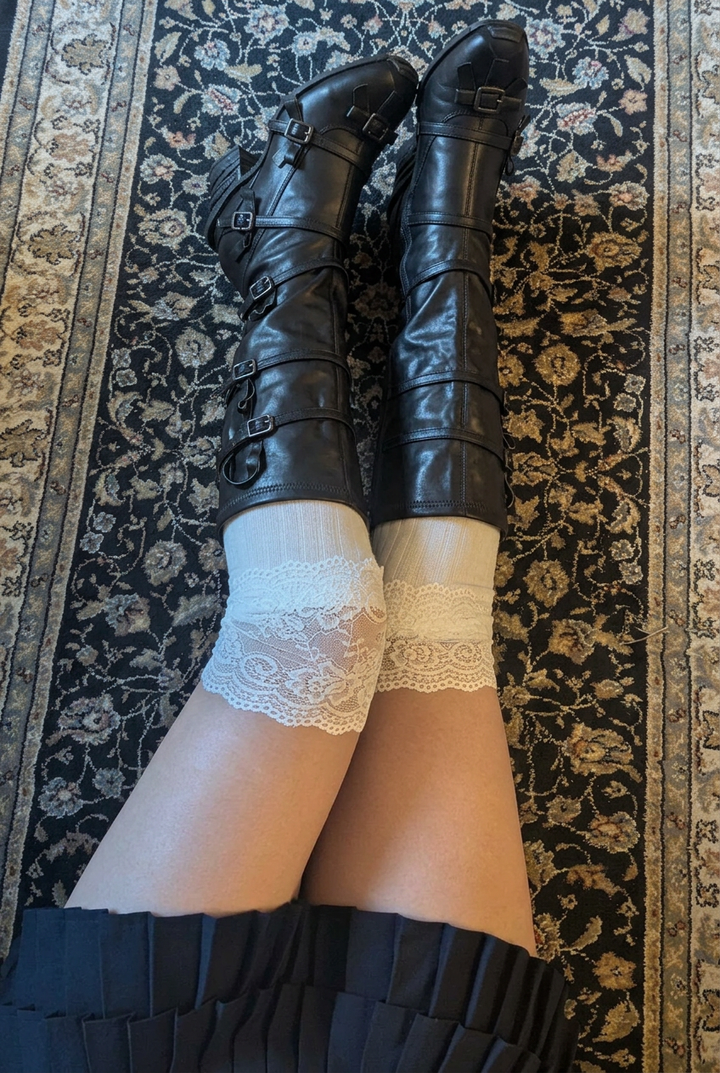 Floral Bow Lace up Boots