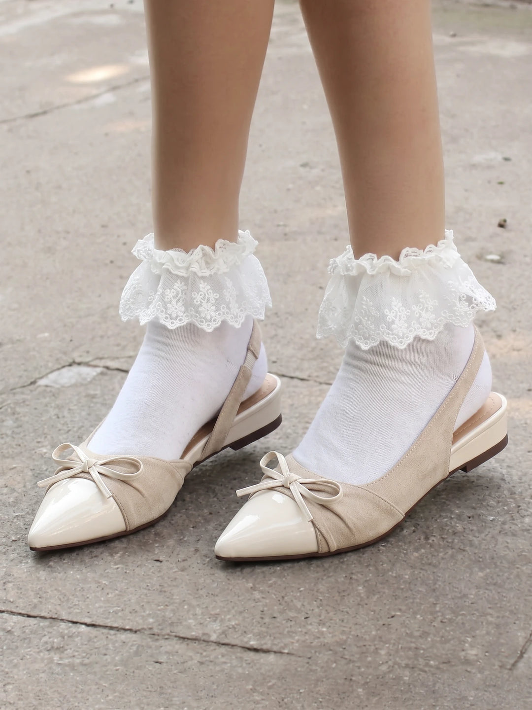 Hyacinthe Suede Patent Slingback Flats