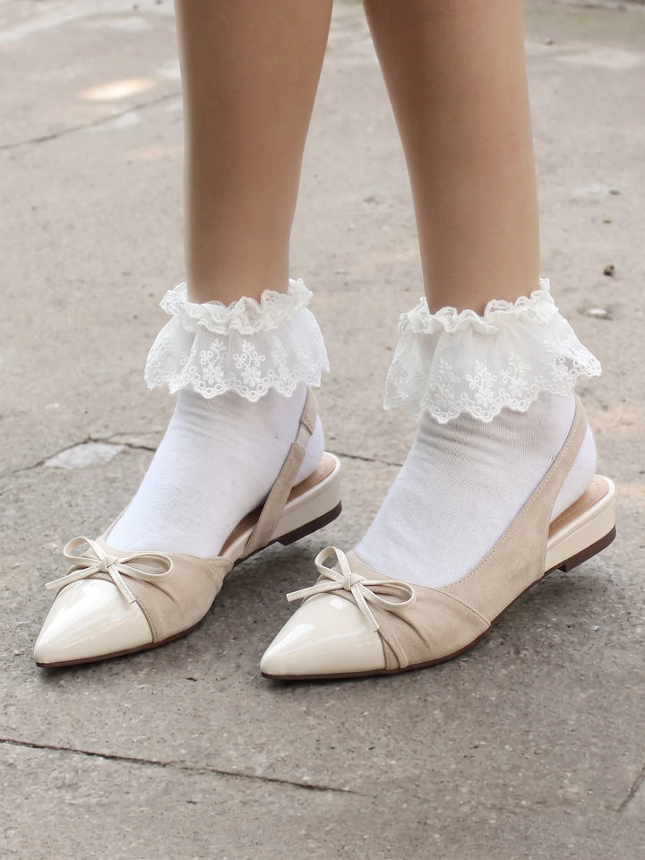 Hyacinthe Suede Patent Slingback Flats