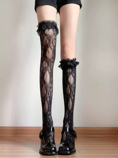 Lace Over Knee Slouch Stockings