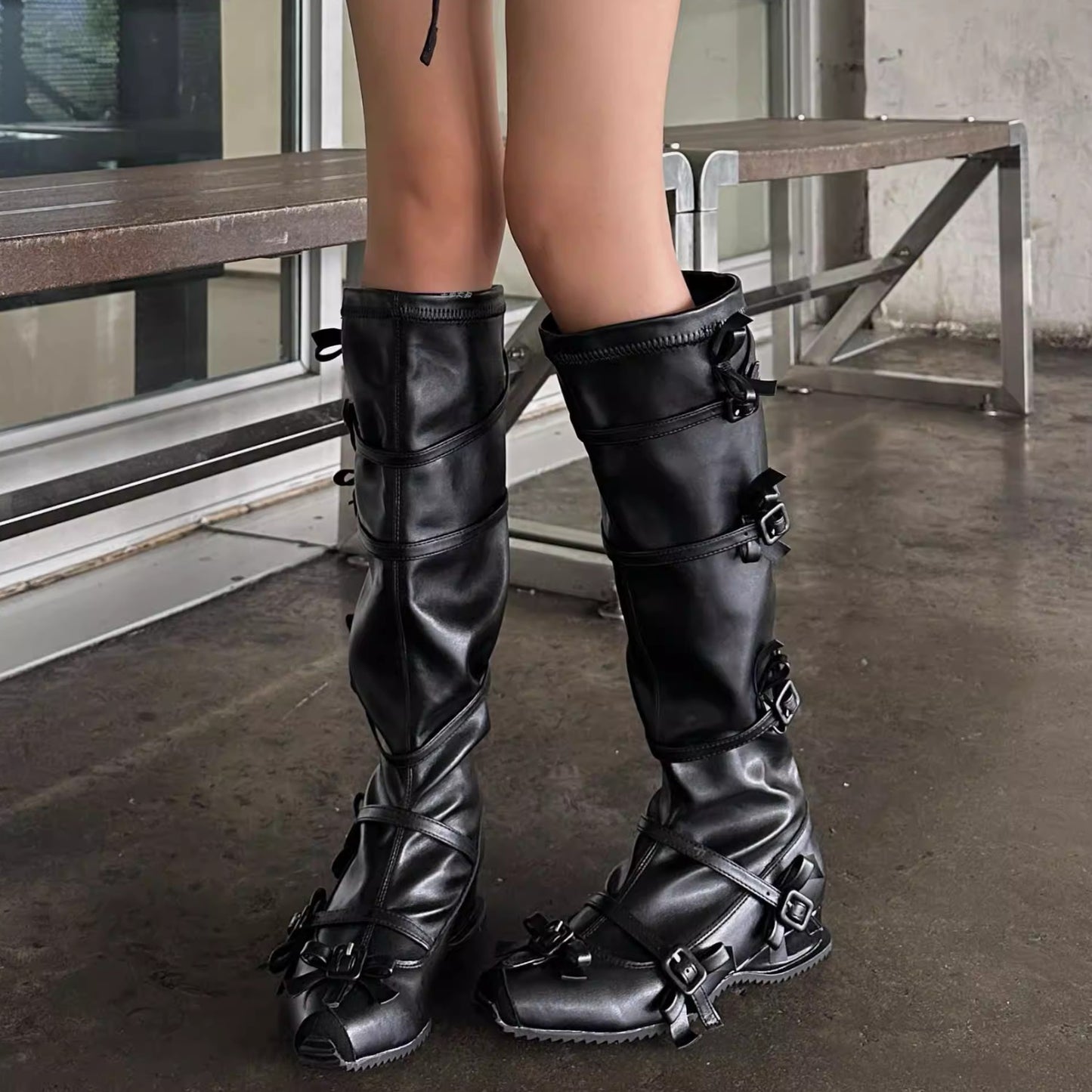 Floral Bow Lace up Boots