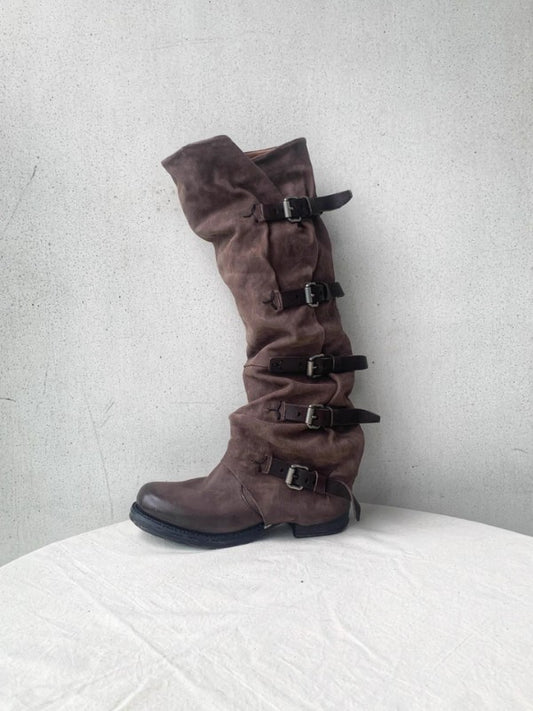 Vintage Wasteland Buckle Long Boots
