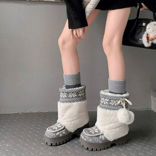 Fair Isle Fleece Winter Snow Boots