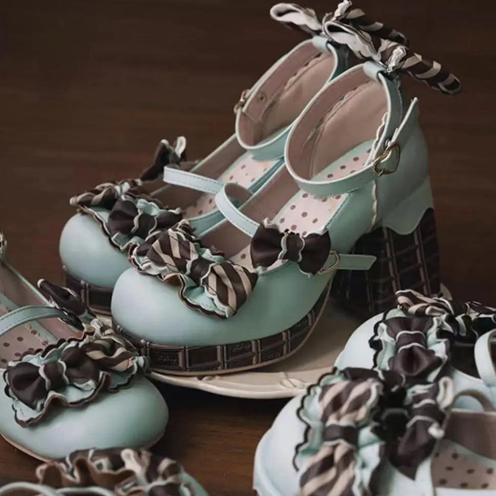 Sweet Ruffle Bow Low-Heel Shoes