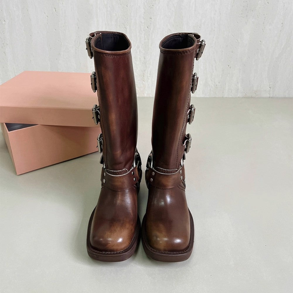 Vintage Buckle Riding Boots