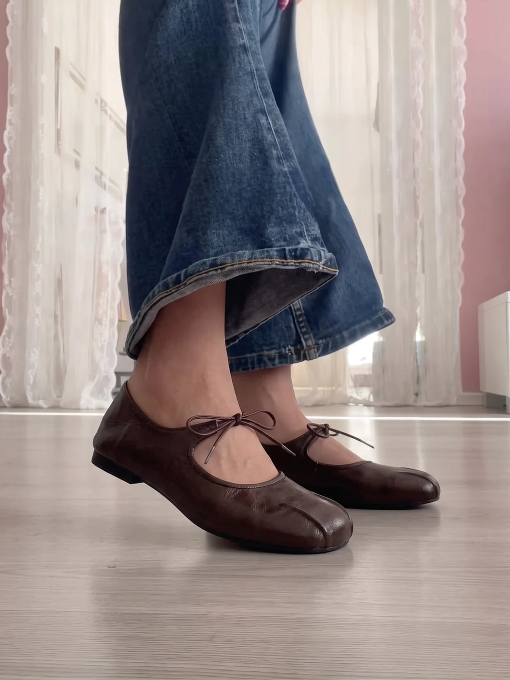 Ottilia Dark Brown Seam Ballerina Flats