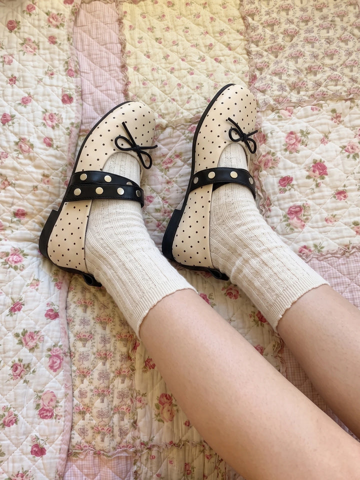 Mirettia Polka Dot Mary Jane Flats