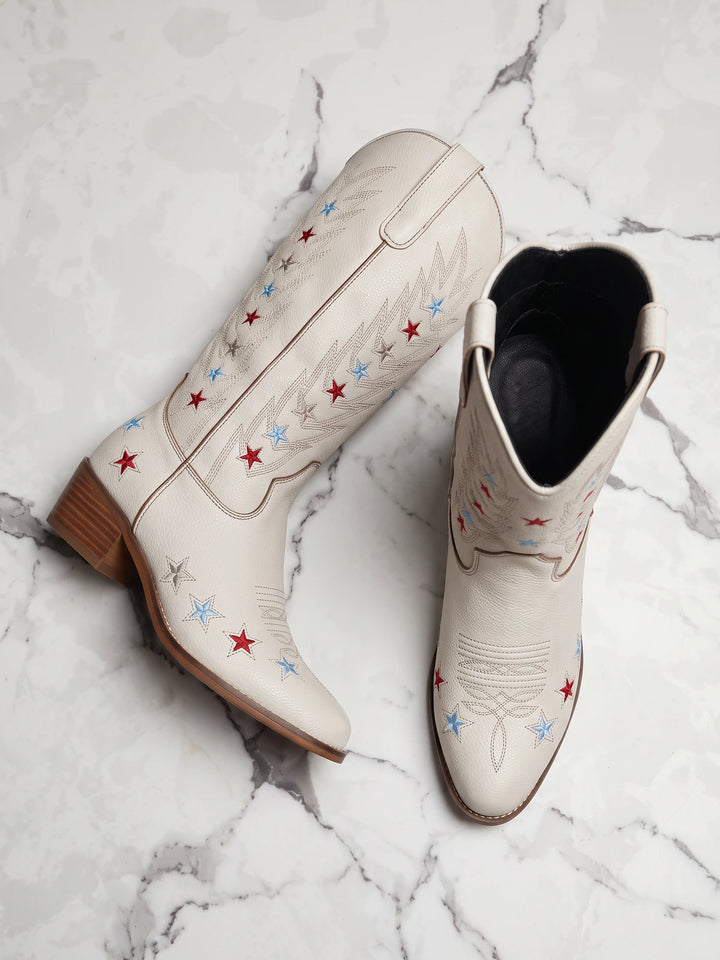 Mignettelle Embroidered Star Cowboy Boots