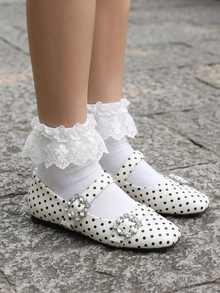 Ottaviolette Polka Dot Rhinestone Mary Janes
