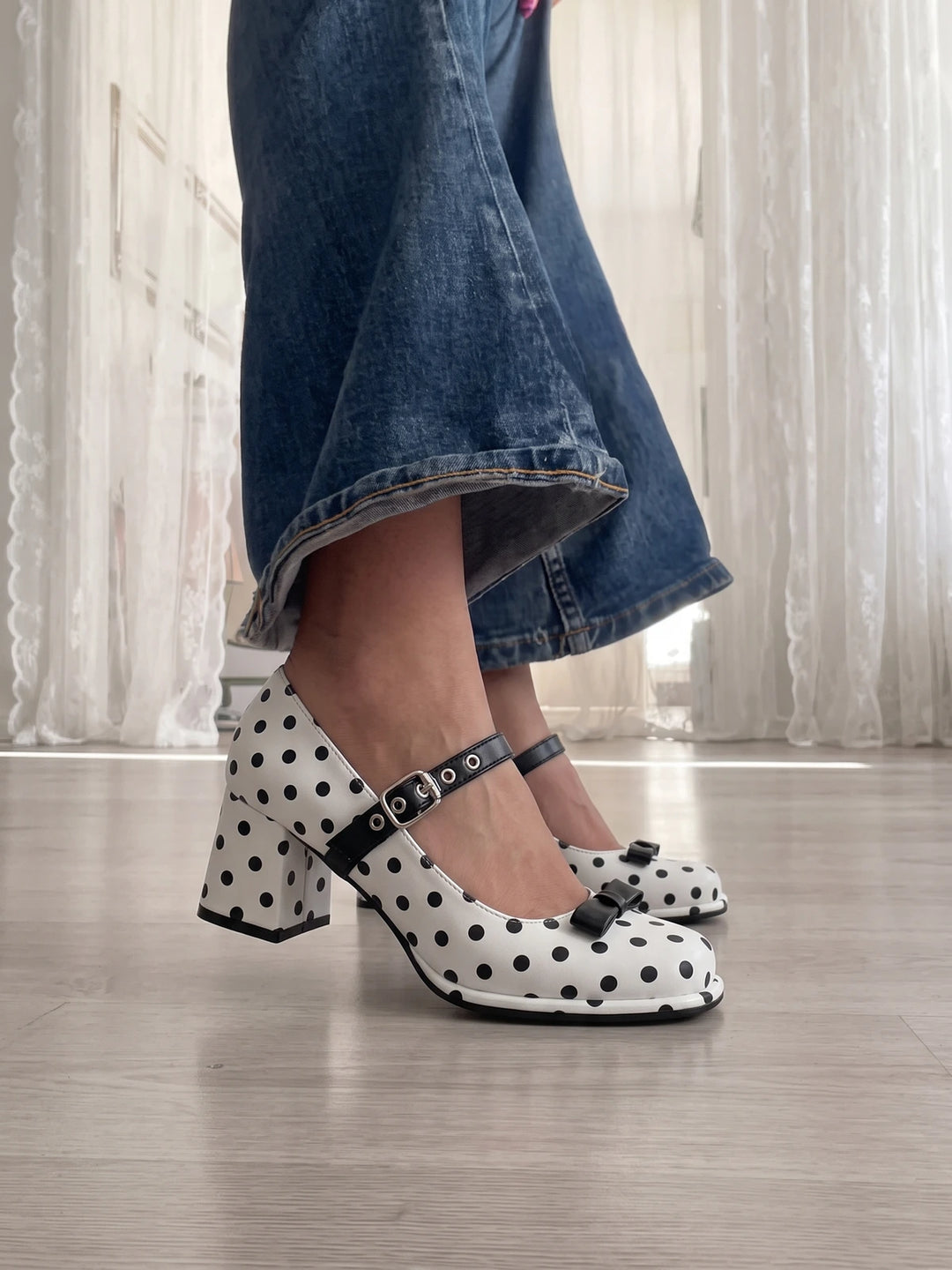 Zibeline Polka Dot Bow Mary Jane Heels