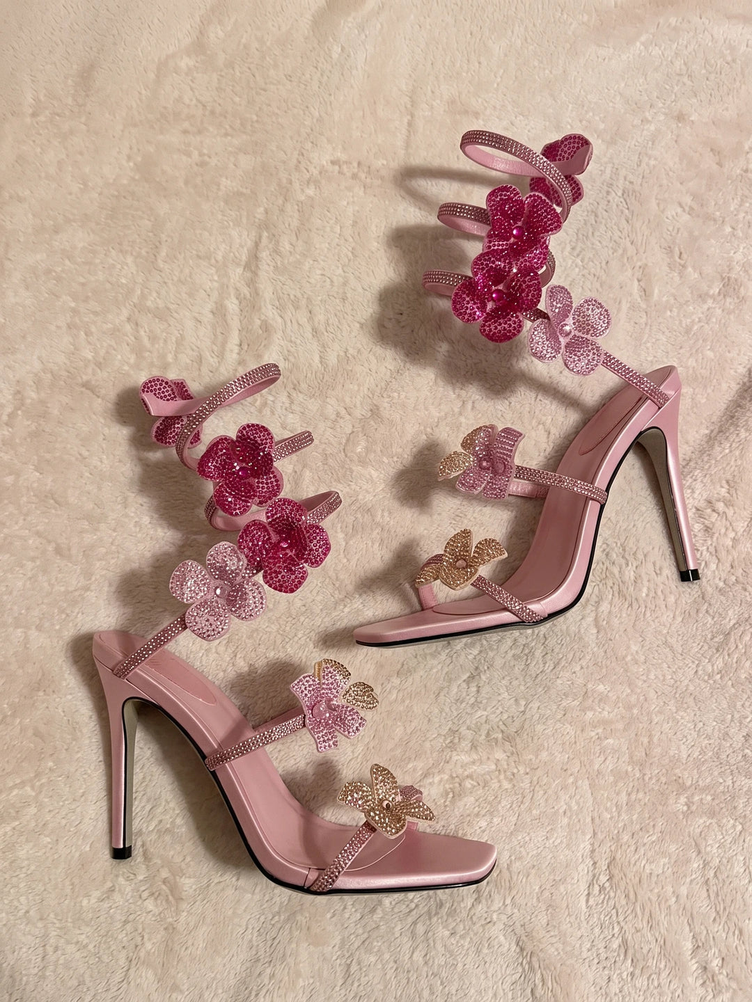 Roxane Rhinestone Floral Stiletto Sandals