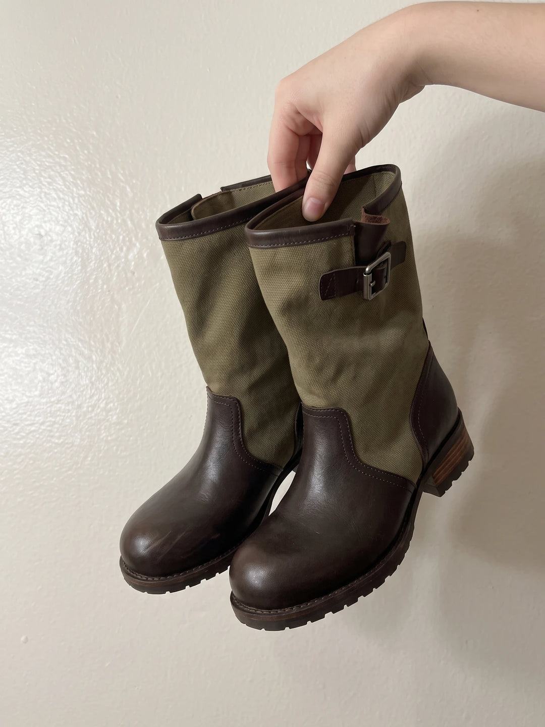 Mignettiane Canvas Buckle Mid-Calf Boots