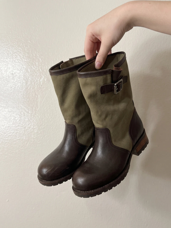 Mignettiane Canvas Buckle Mid-Calf Boots