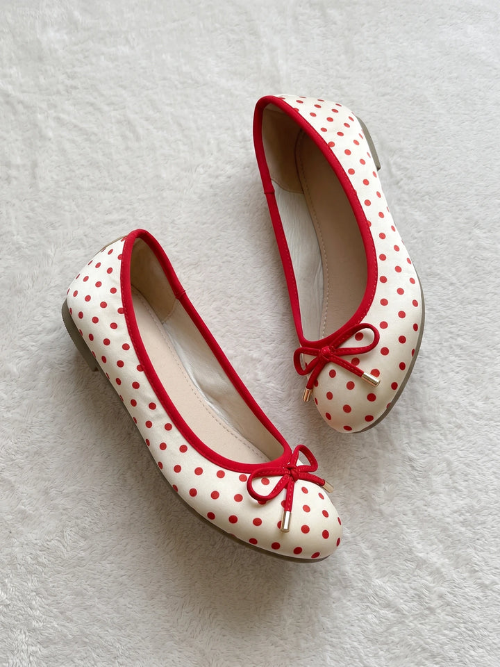 Lorraine Satin Polka Dot Flats