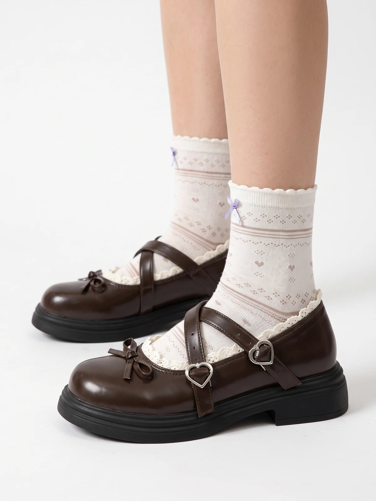 Lilou Scalloped Lace Mary Jane Shoes