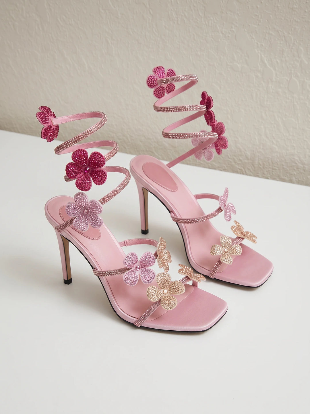 Roxane Rhinestone Floral Stiletto Sandals