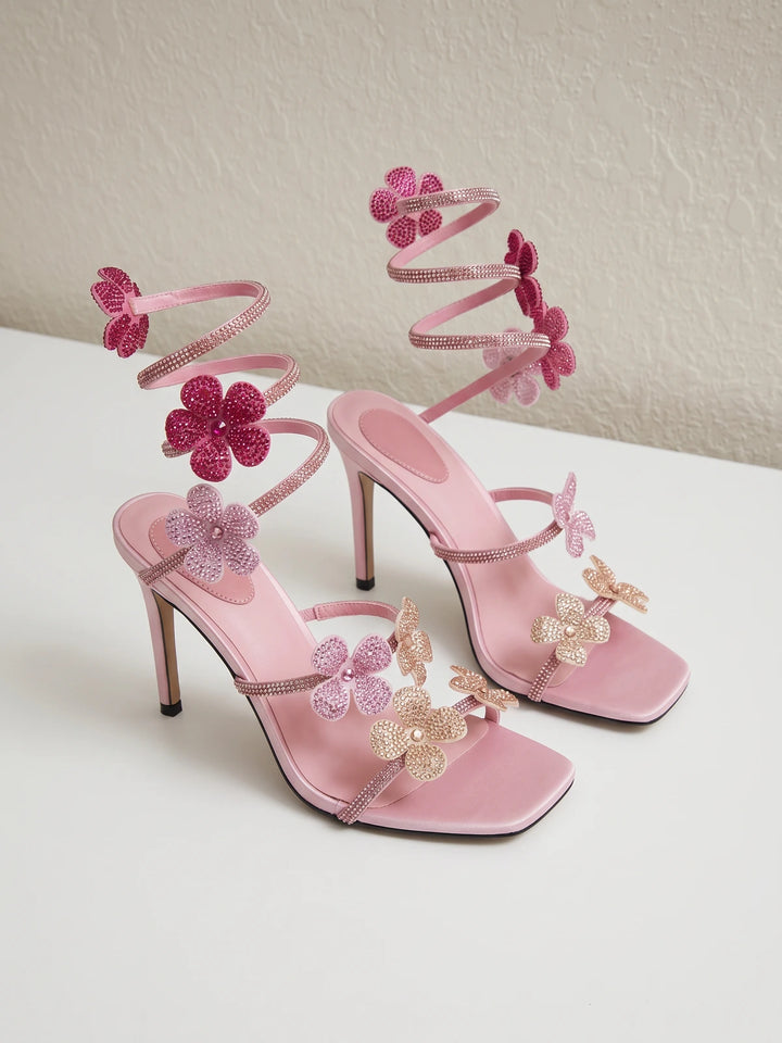 Roxane Rhinestone Floral Stiletto Sandals