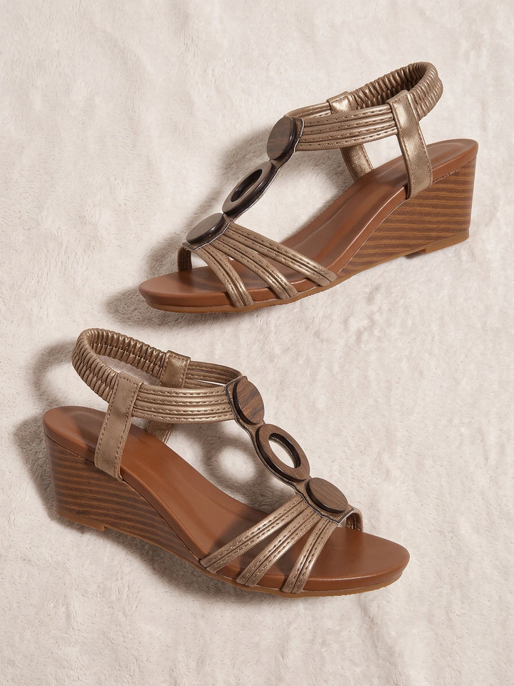 Bernine Metallic Disc Wedge Sandals