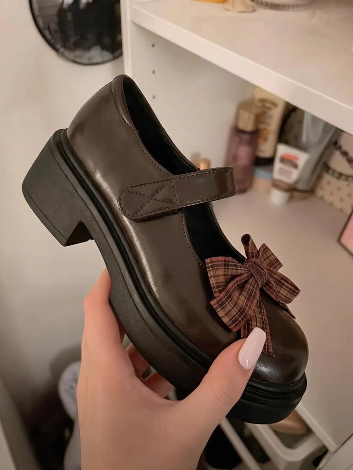 Prudence Plaid Bow Mary Jane Platforms