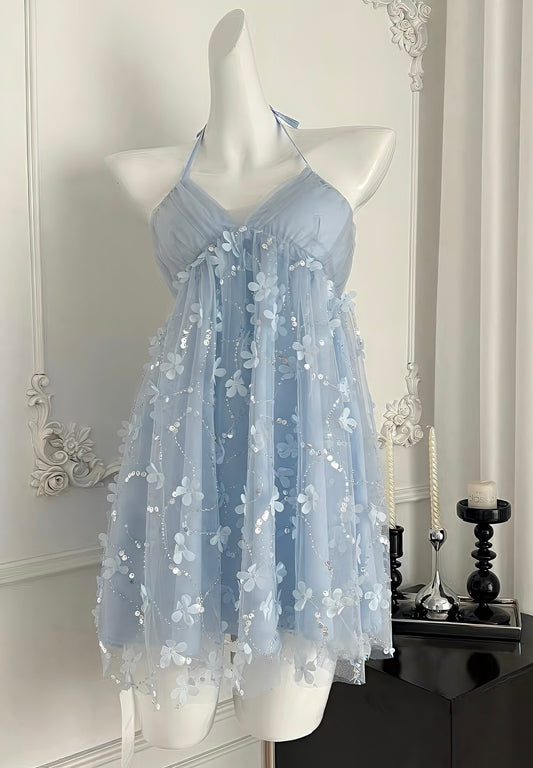 Dreamy Halter Floral Holiday Dress